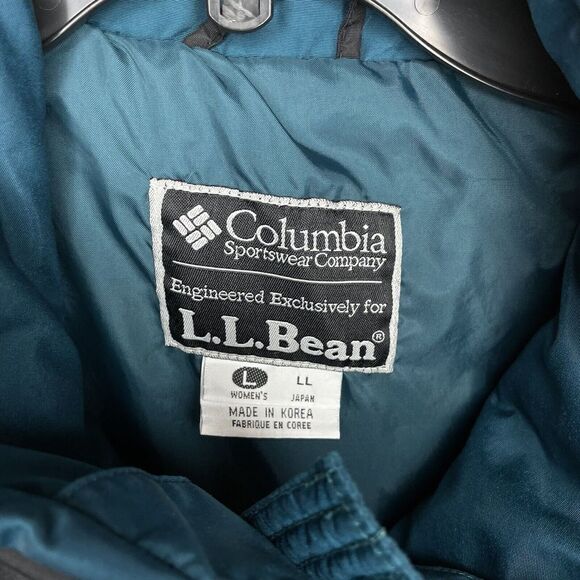 LL BEAN x COLUMBIA Womens Black Green Full-Zip Nylon Jacket Vintage VTG Large L - Picture 4 of 11